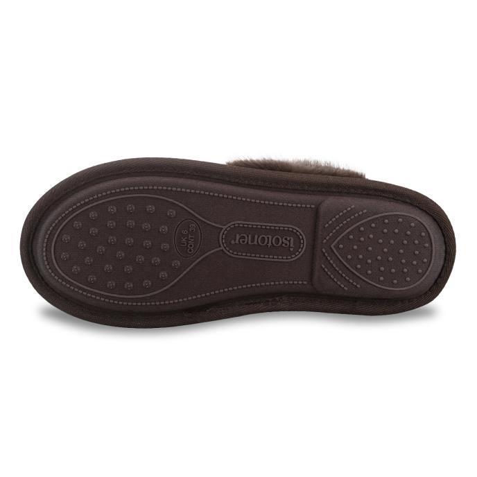 Isotoner® Ladies Animal Print Mule Slipper Brown Extra Image 5